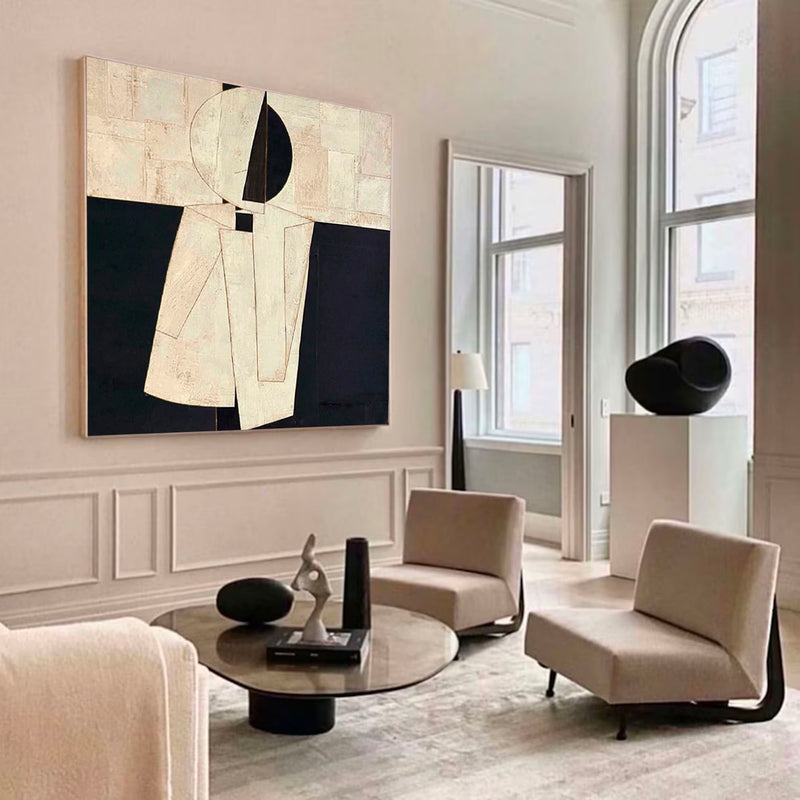  Large Brown And Black Texture Painting Original Black Beige Minimalist Wall Art