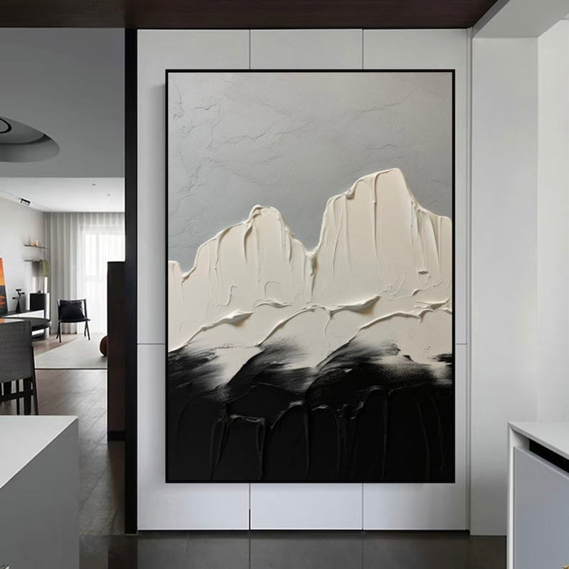 Black Canvas Wall Art White And Black Minimalist Canvas Painting Rich Textured Painting