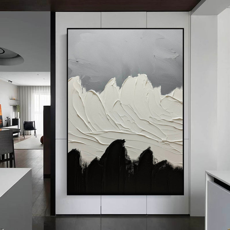 Black and White Abstract Painting Original Black White Minimalist Painting