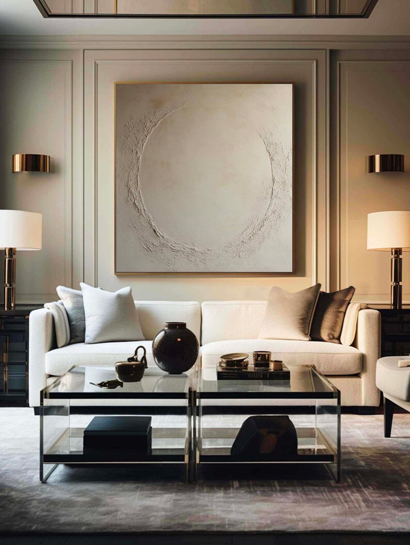 Original Beige Abstract Painting Pure Beige 3d Minimalist Painting Big Brown Canvas Art