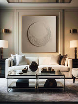 Minimalist Beige Circle Texture Wall Art Large Beige Abstract Painting Beige Wabi Sabi Wall Art