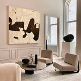 Beige Minimalist Abstract Painting Large Brown And Black Texture Painting