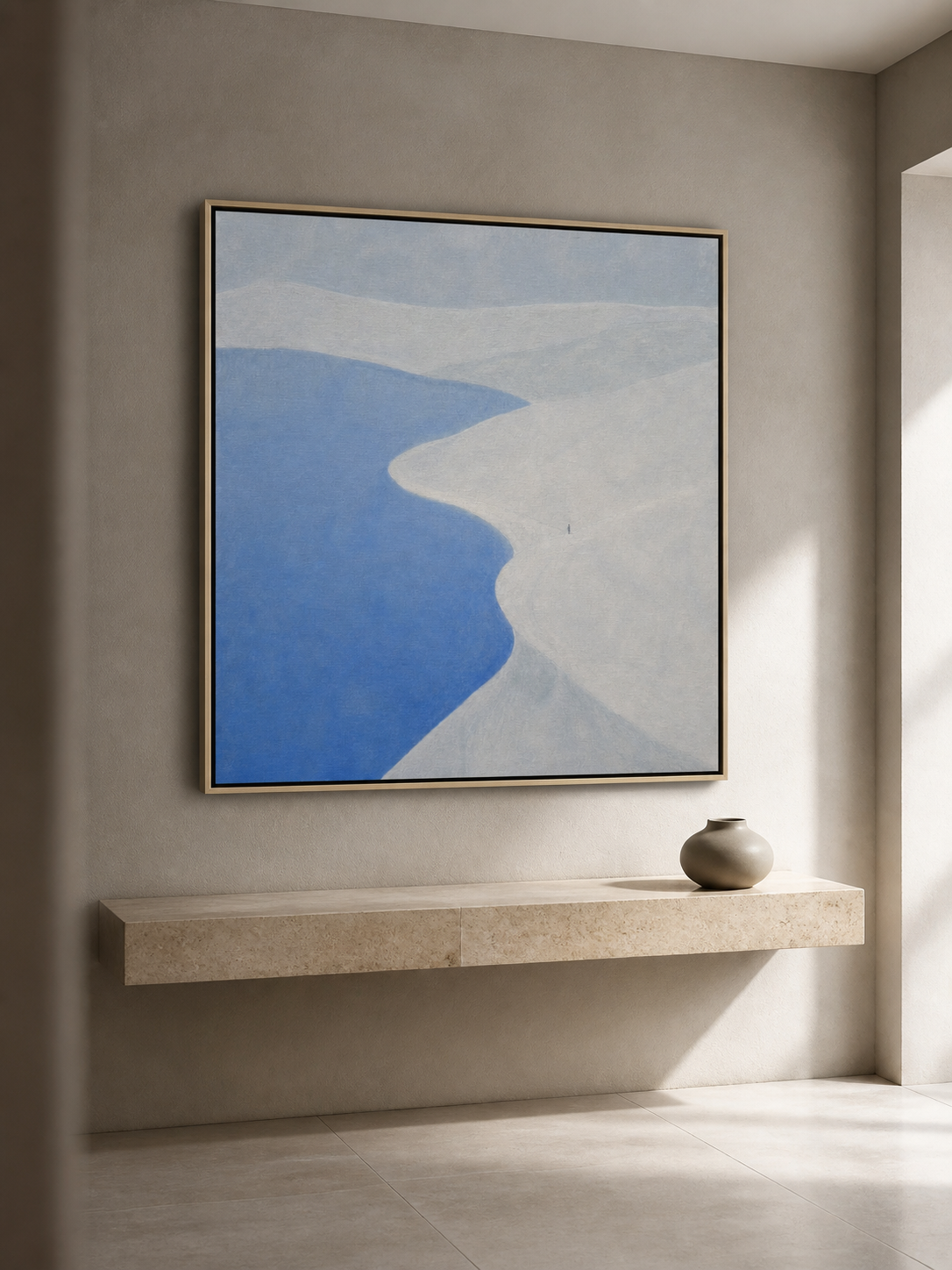 Minimalist Blue And White Seaside Canvas Art Modern Coastal Wall Decor