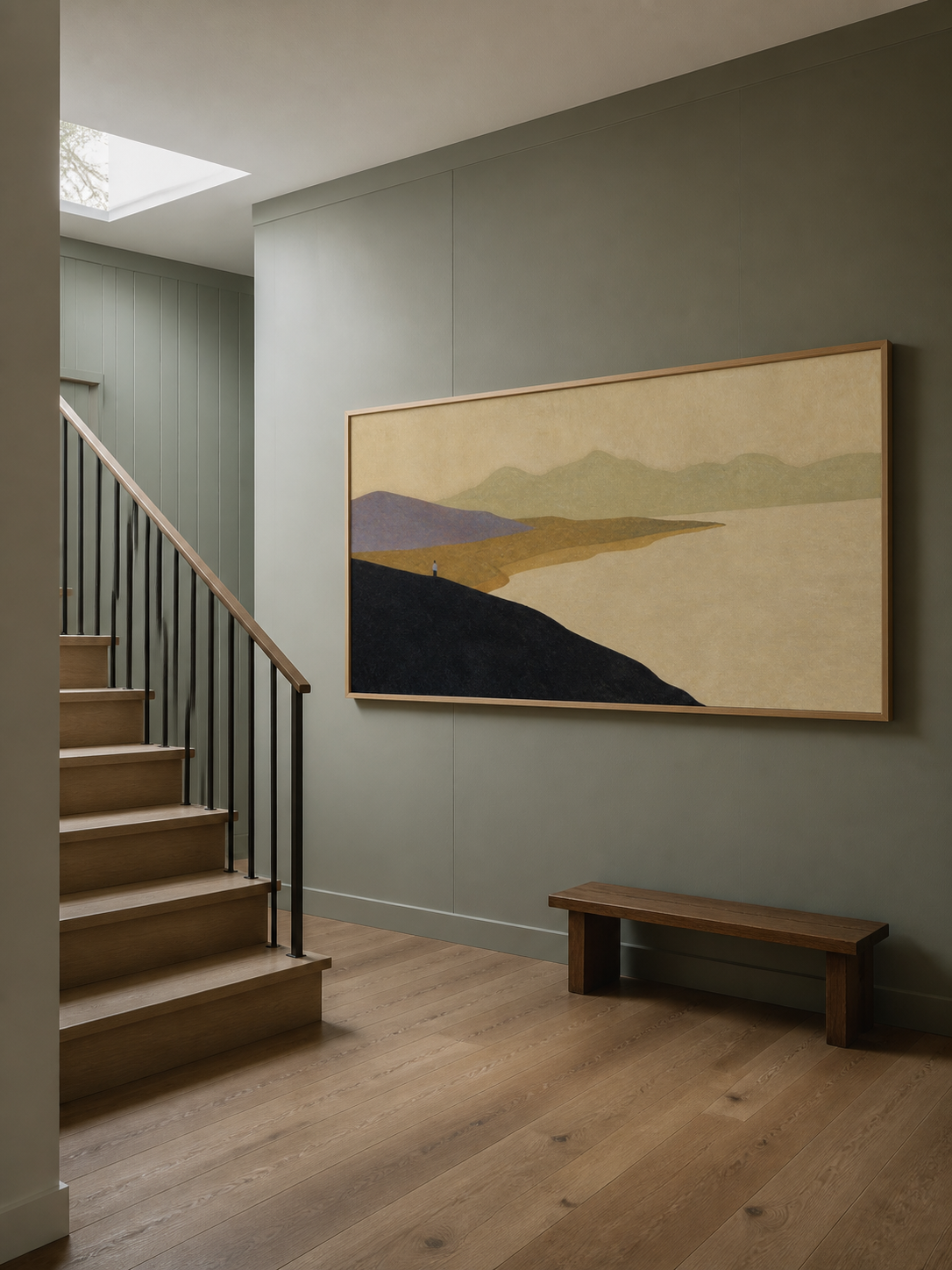 Minimalist Wall Art For Living Room Abstract Seascape In Earthy Tones Original