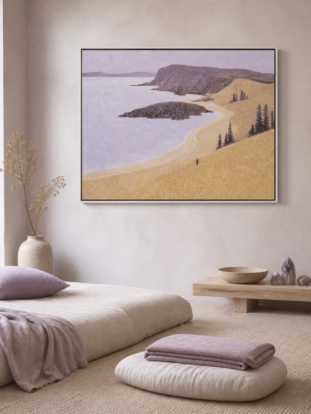Large Abstract Seaside Path Painting For Bedroom Wall Decor