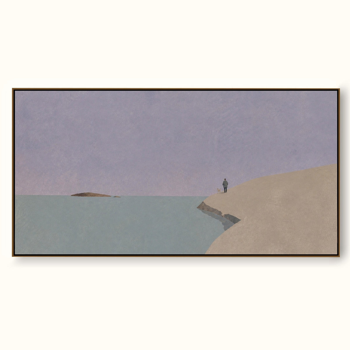 Minimalist Blue Sea And Beige Cliff Wall Art For Calm Modern Bedroom Decor