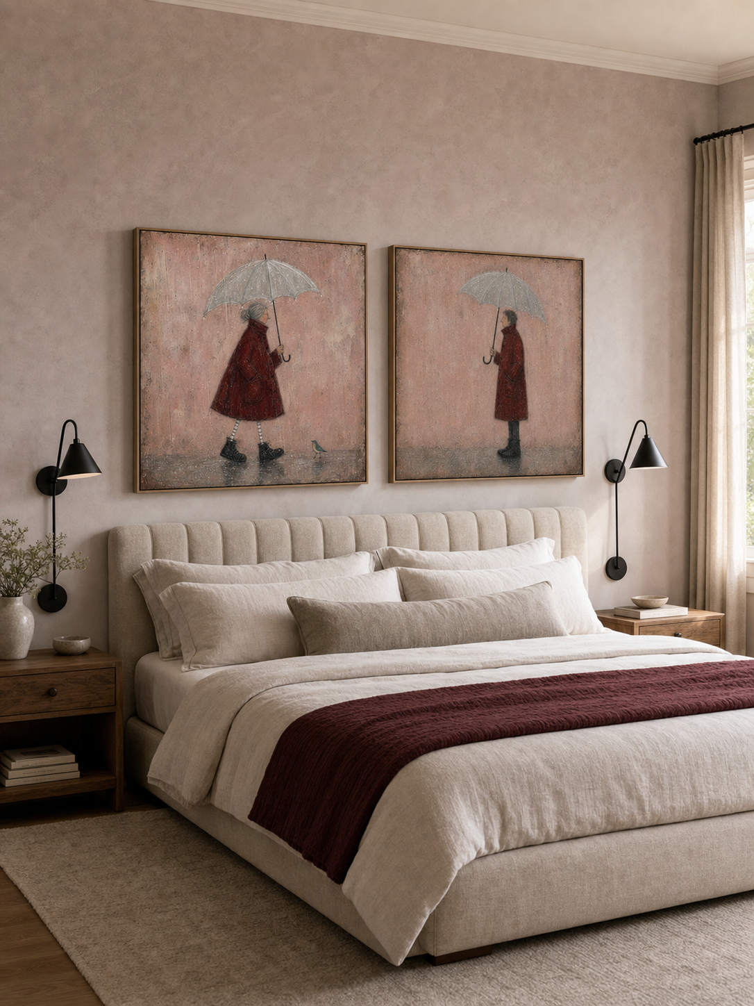 Romantic Vintage Couple Painting Set For Modern Home Entryway And Bedroom Decor