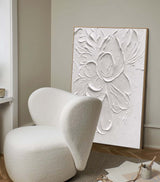Original 3d Textured Wall Art White Flower Painting On Canvas Living Room Wall Art
