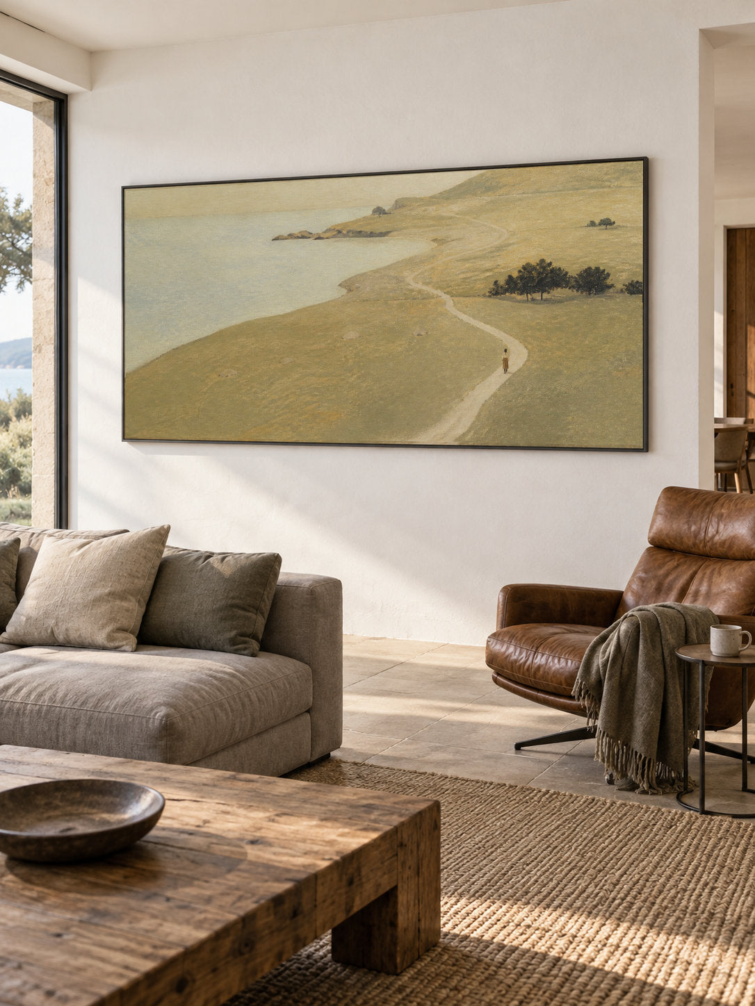 Large Panoramic Landscape Painting For Modern Bedroom Decor