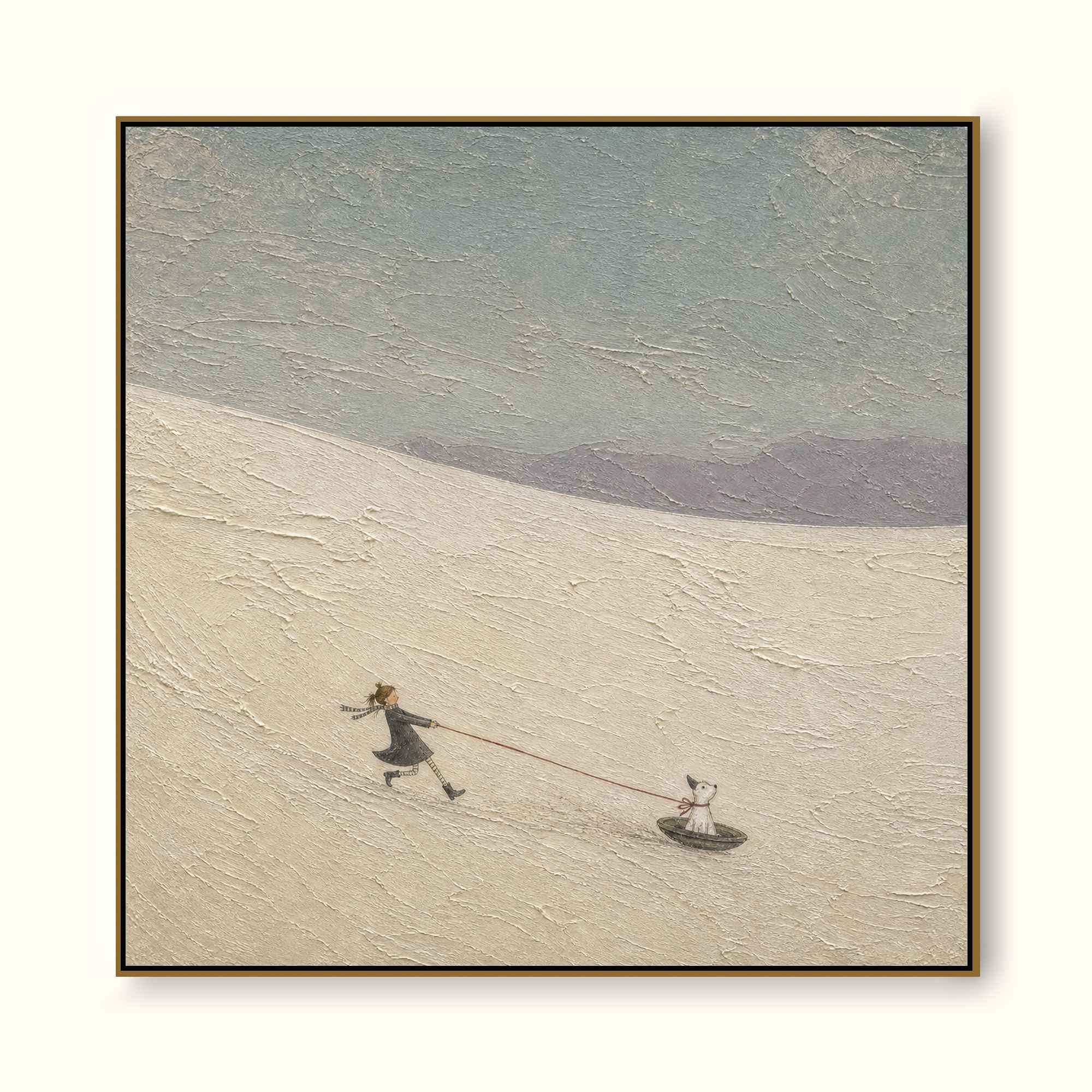 Whimsical Desert Adventure Painting With Textured Dunes For Modern Wall Art Decor