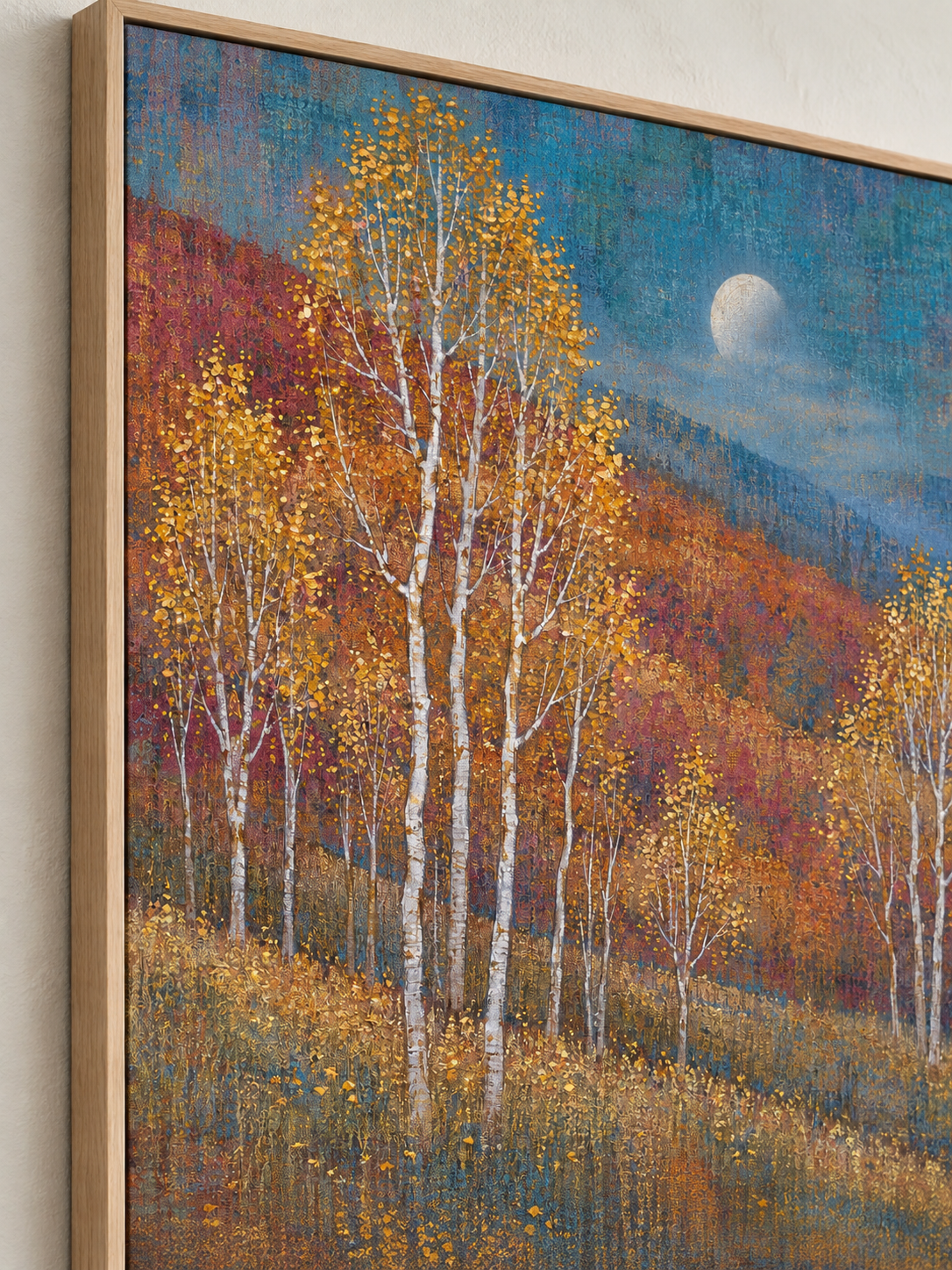Large Textured Autumn Woodland Painting For Modern Rustic Living Room Decor