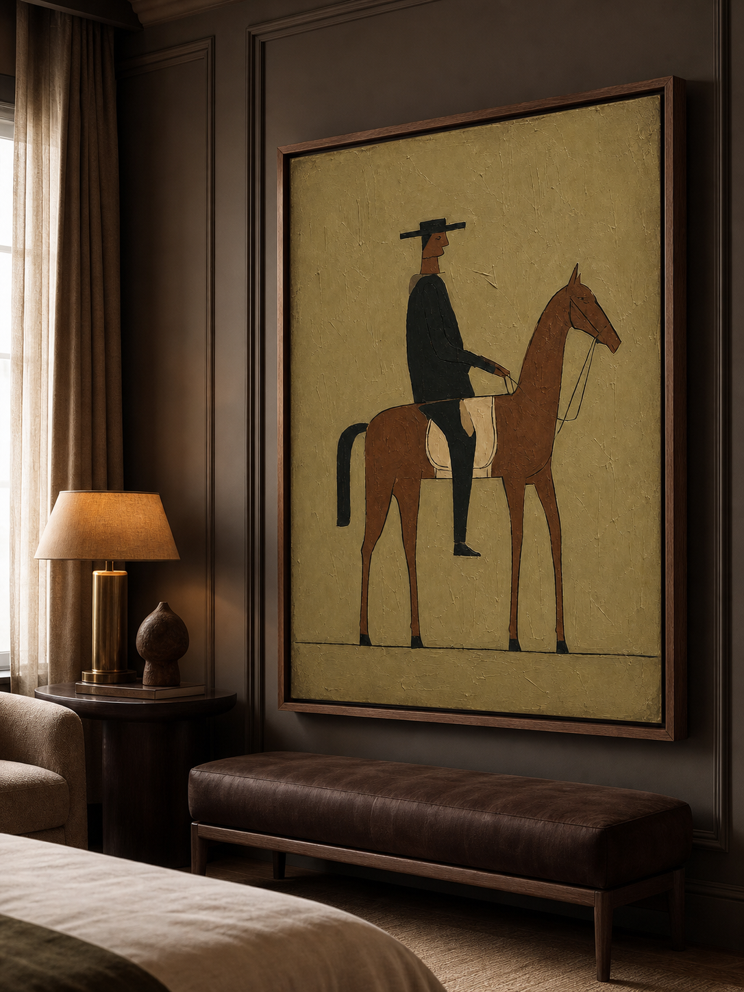 Vintage Horse And Rider Painting Modern Wall Art For Living Room Decor