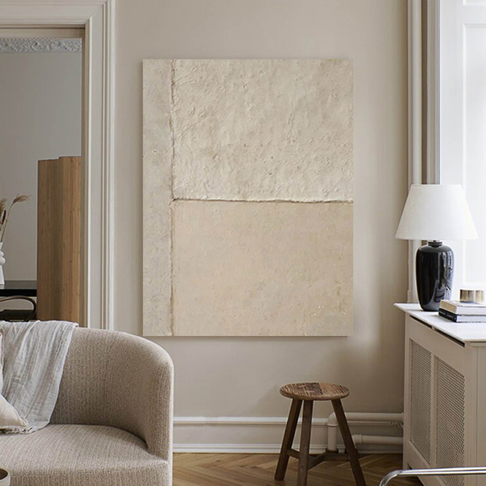 Beige Waibi Sabi Wall Art Brown Textured Painting On Canvas Brown Beige Textured Canvas Art