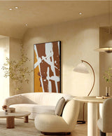 Acrylic Minimalist Abstract Painting Yellow And White Large Minimalist Wall Art Framed