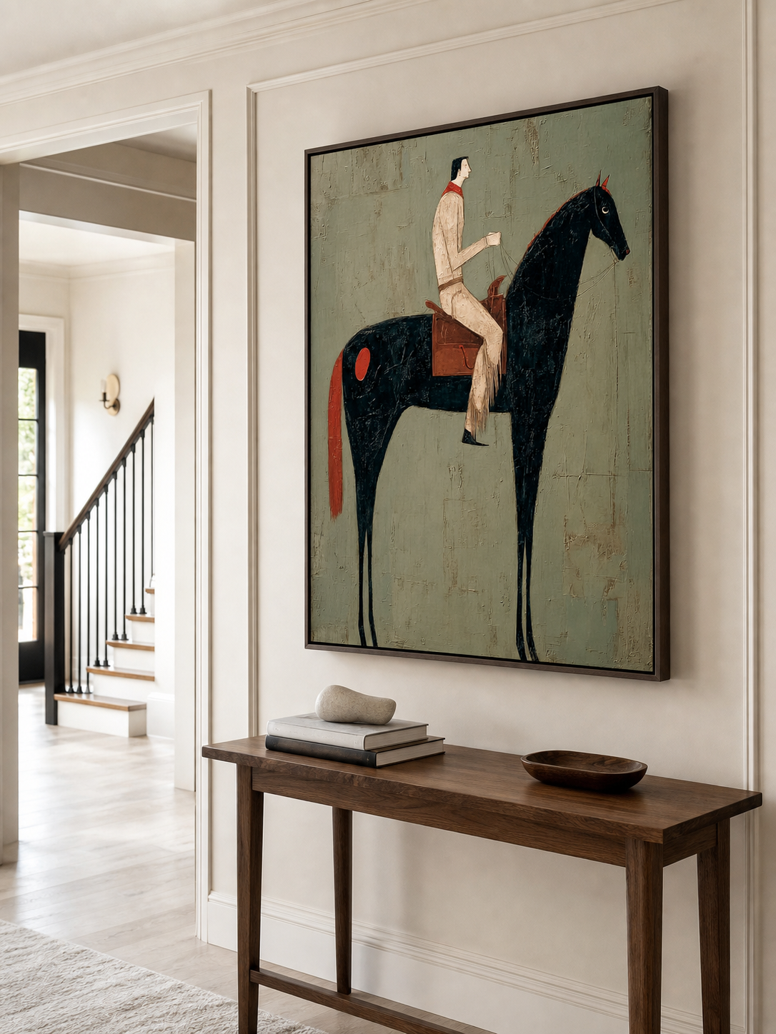 Vintage Equestrian Abstract Oil Painting Canvas Art Large Equestrian Abstract Oil Painting