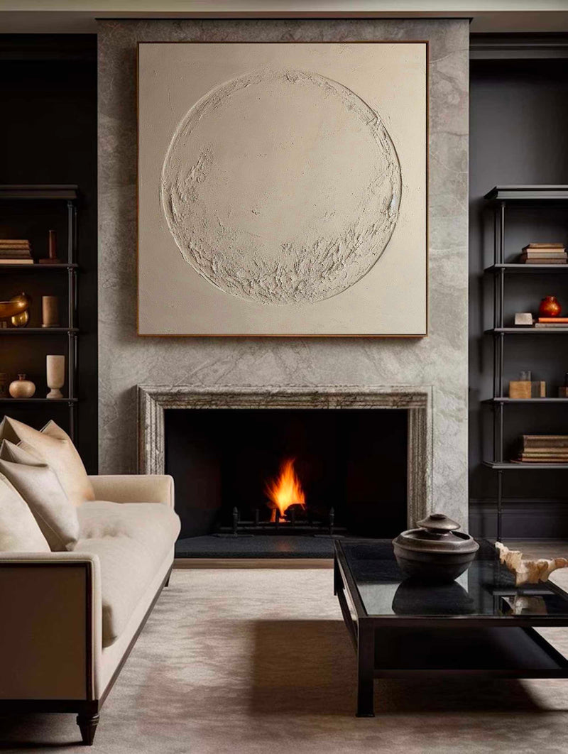 Pure Beige Minimalist Painting Beige Plaster Textured Wall Art Neutral Beige Painting On Canvas