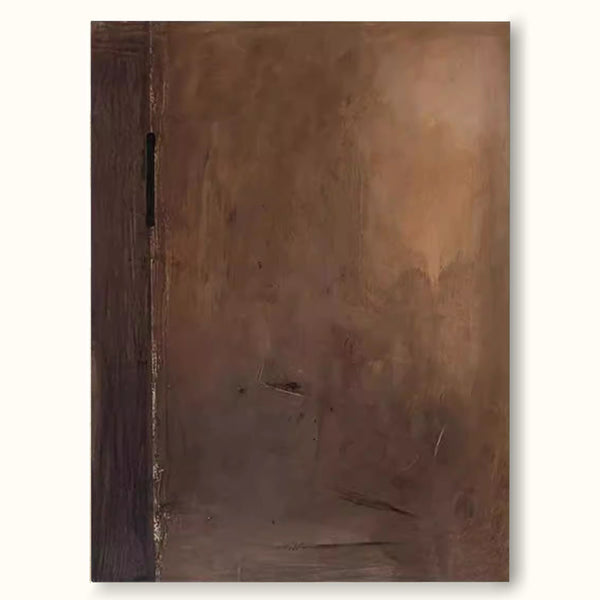 Minimalist Brown Abstract Wall Art Brown Wabi-Sabi Painting Dark Brown Abstract Painting