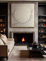 Large Beige Circle Abstract Painting Original Beige Abstract Painting Pure Beige Texture Wall Art