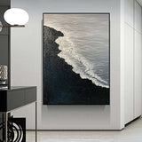 3D Minimalist Wall Decor Modern White Ocean Wave Painting Seaside Landscape Painting