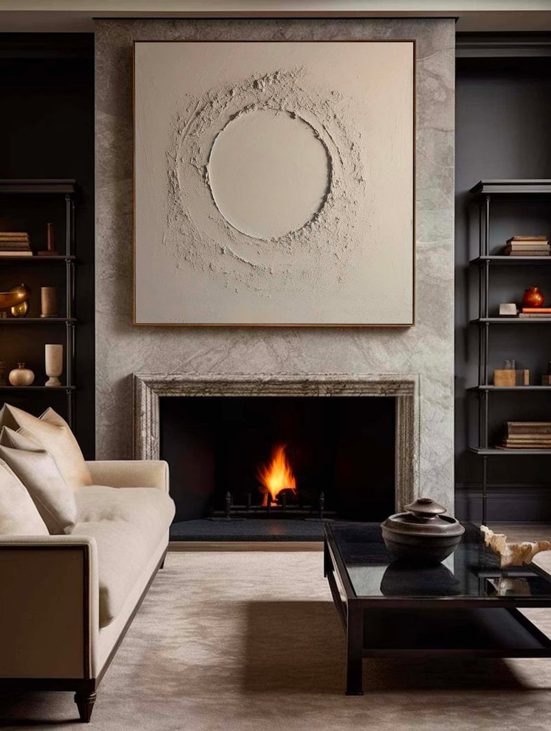 Minimalist Beige Canvas Art Large Abstract Minimalist Painting Geometric Art Wall Art