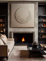 Minimalist Beige Circle Texture Wall Art Large Beige Abstract Painting Beige Wabi Sabi Wall Art