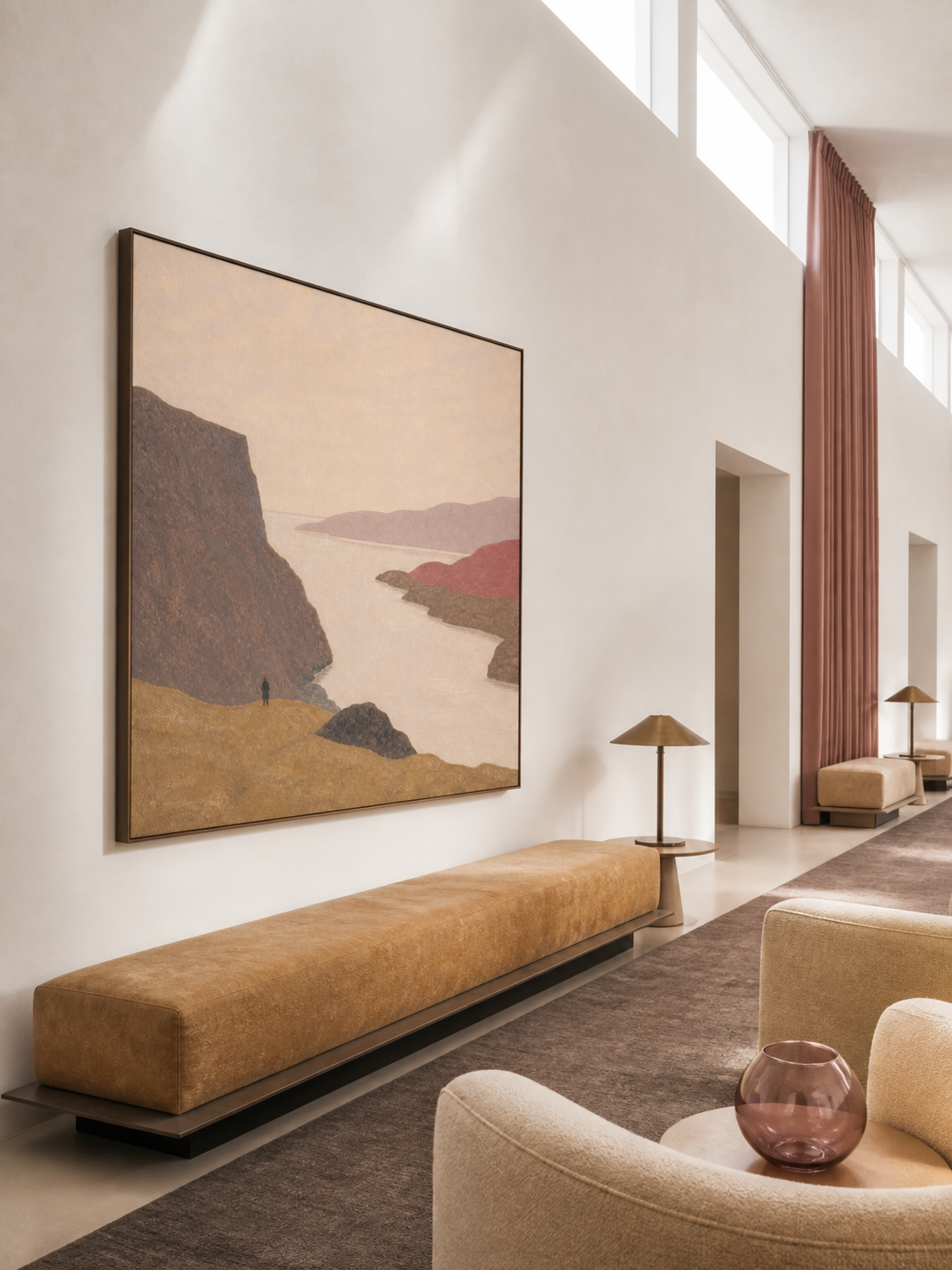 Ochre And Mauve Coastal Canvas Wall Art For Warm Contemporary Interiors
