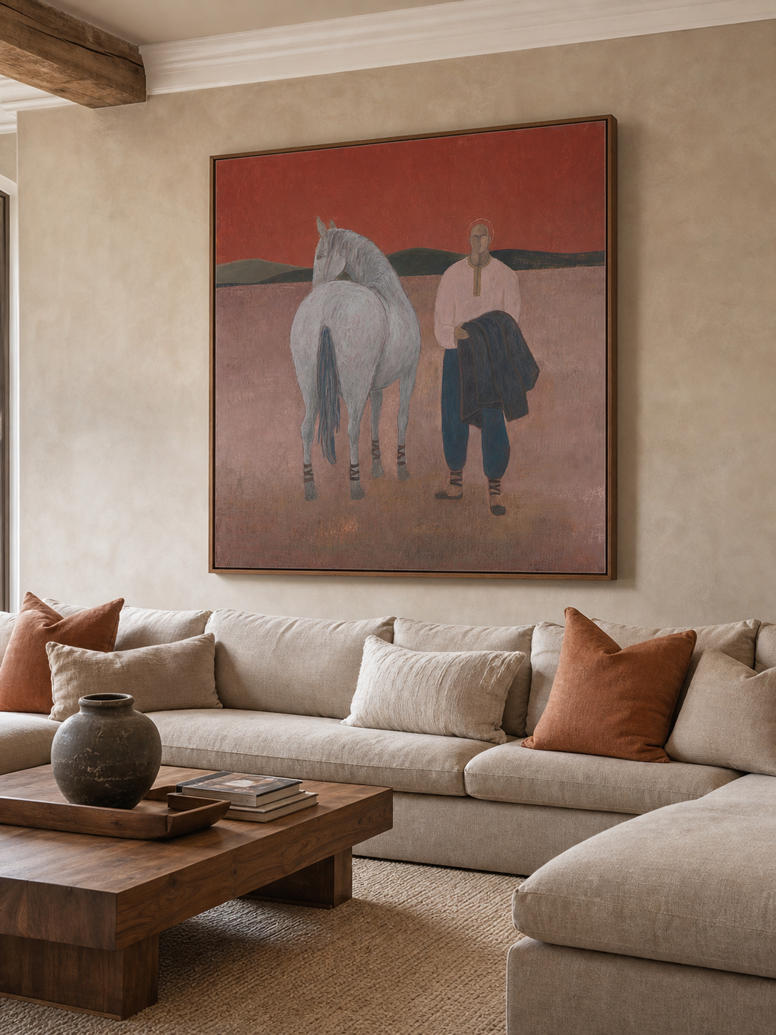 Modern Figurative Art Print Of Man And Horse Ideal For Home Office And Study Walls