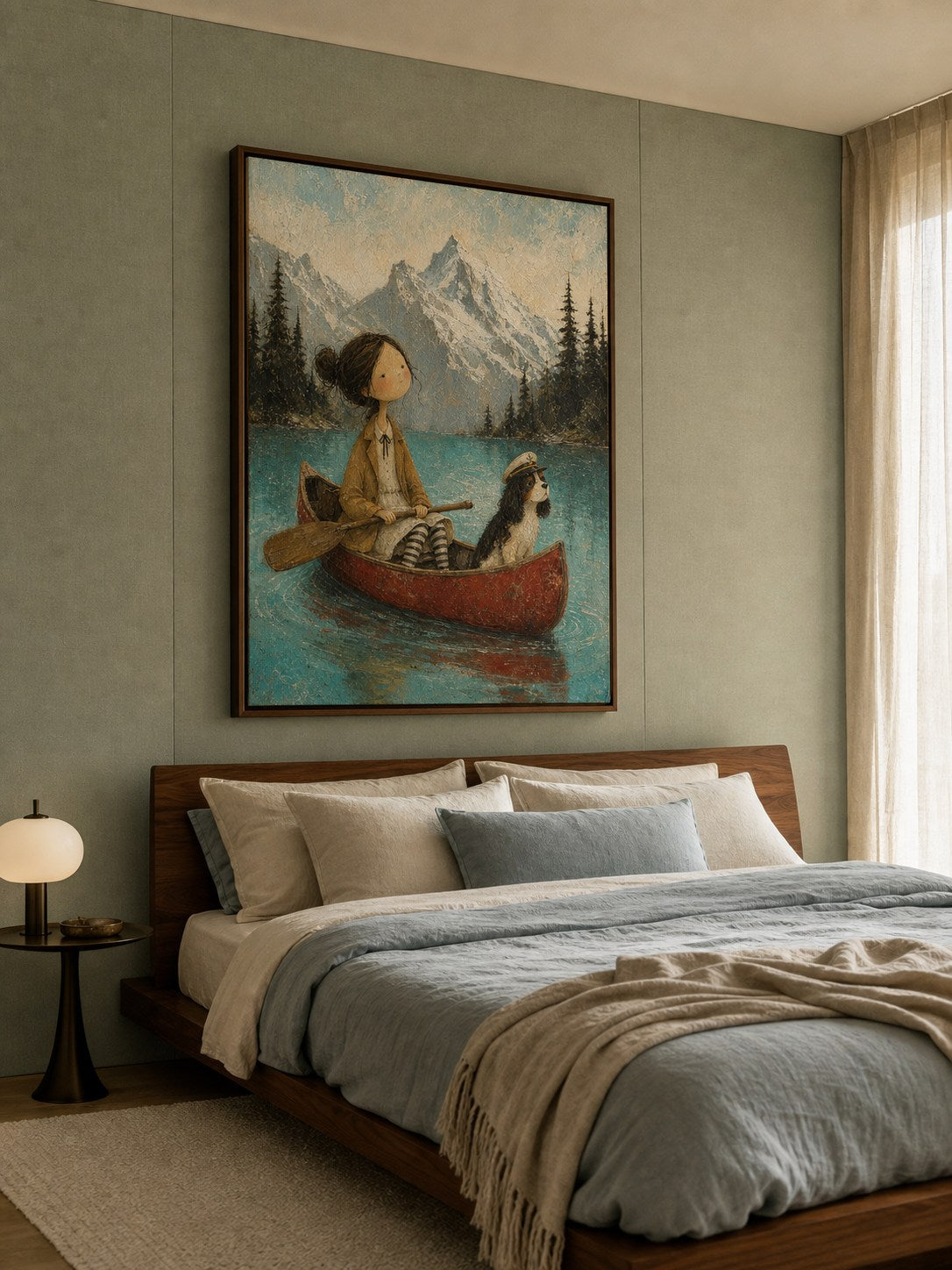 Hand Painted Jenny Lake Dog Painting With Mountain Landscape