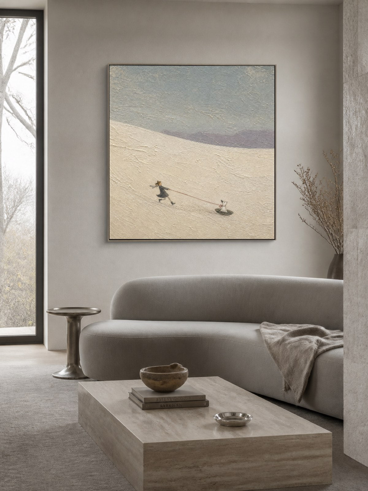 Whimsical Desert Adventure Painting With Textured Dunes For Modern Wall Art Decor