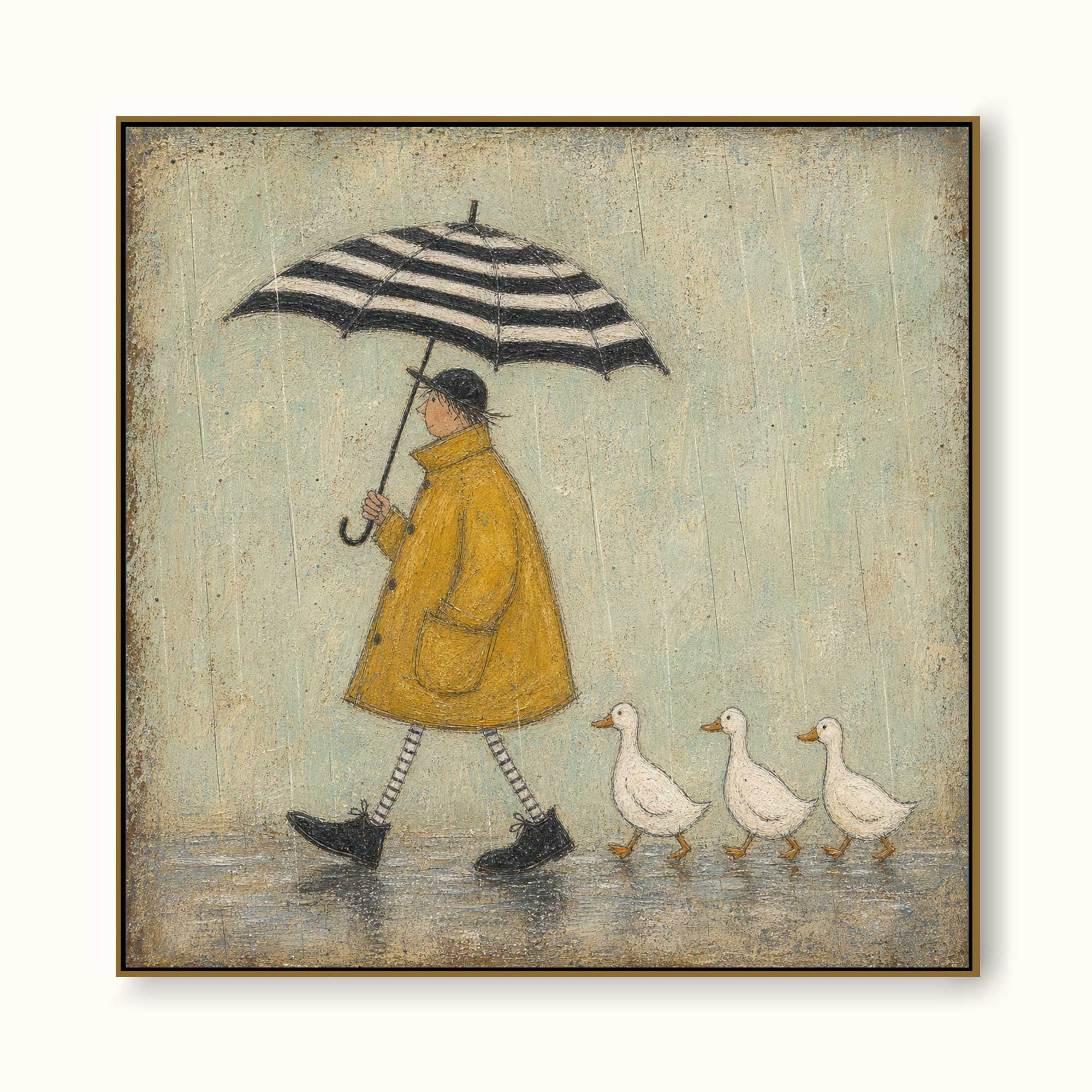 Original Retro Gentleman Hand Painted Artwork Heavy Impasto Canvas Wall Decor