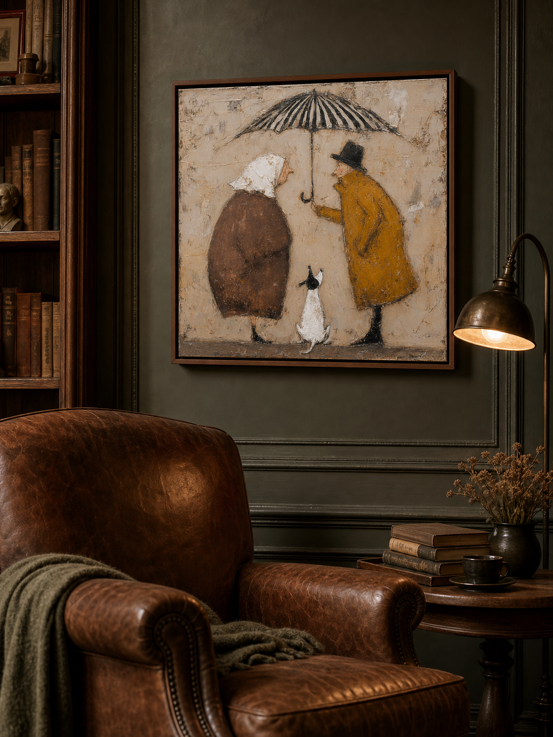Large Framed Oil Painting Minimalist People Oil PaintingVintage Minimalist People Artwork For Living Room