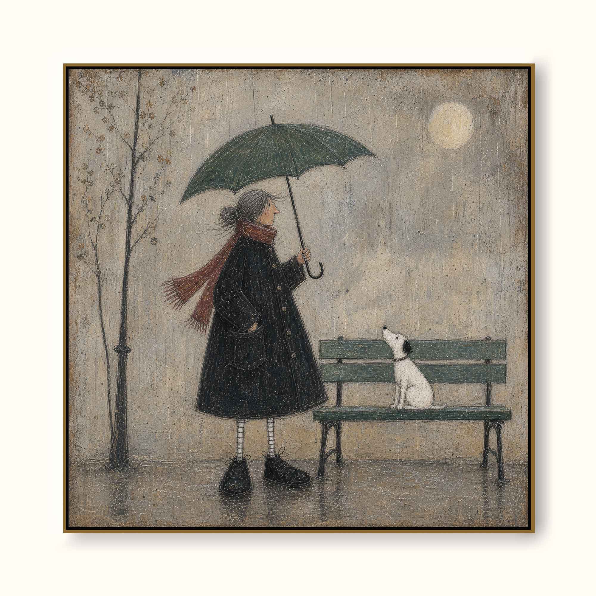 Vintage Woman And Dog Oil Painting Large Canvas Wall Art For Cozy Home Decor