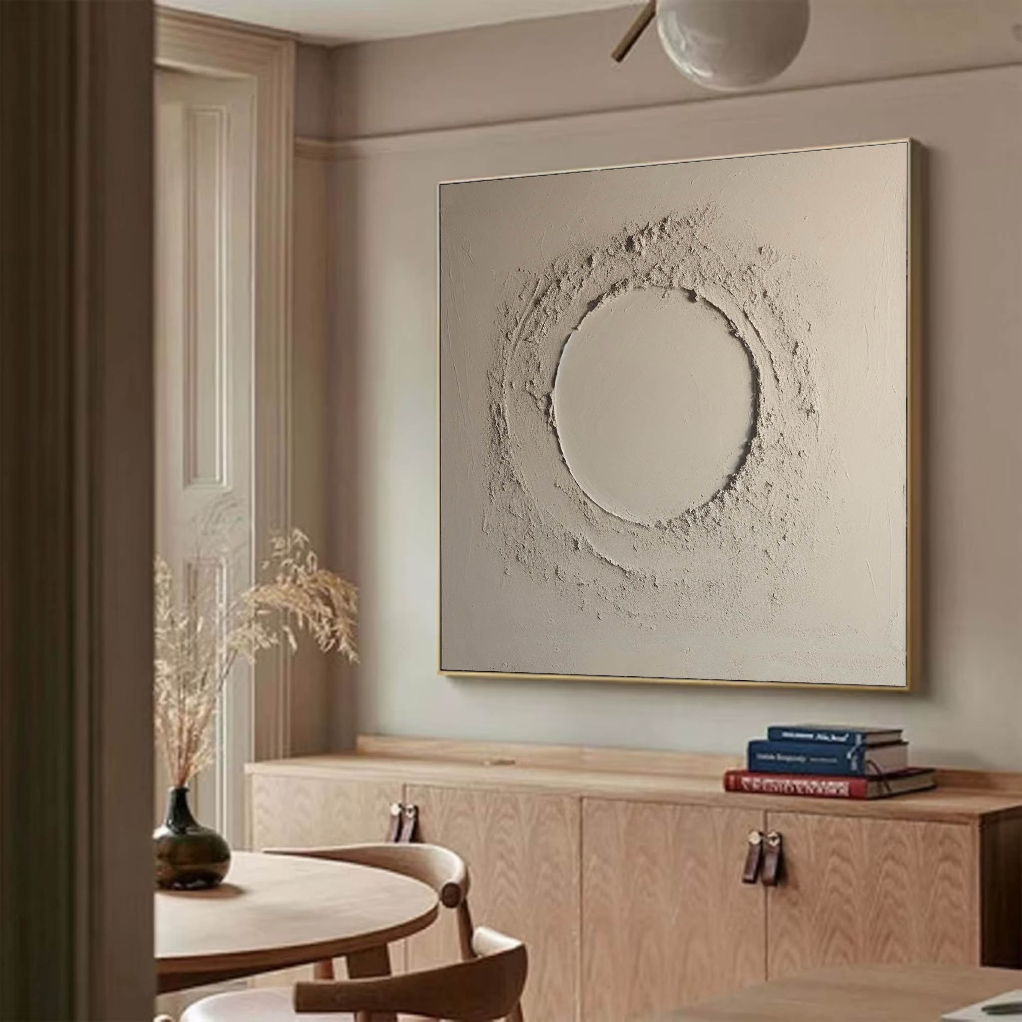 Minimalist Beige Canvas Art Large Abstract Minimalist Painting Geometric Art Wall Art
