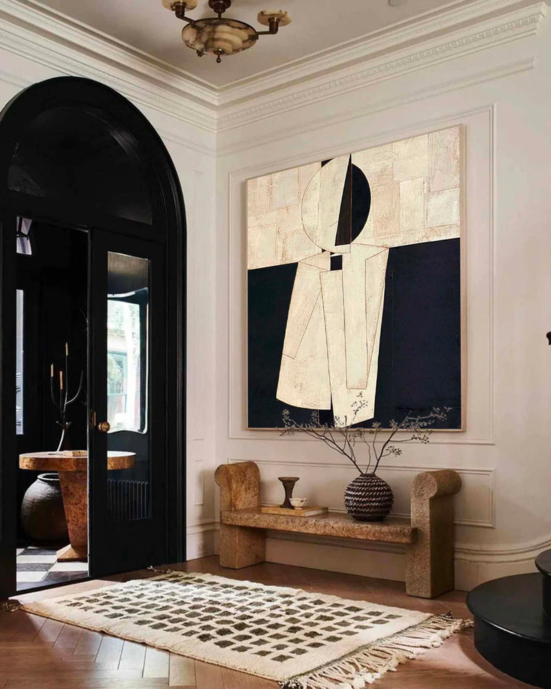  Large Brown And Black Texture Painting Original Black Beige Minimalist Wall Art
