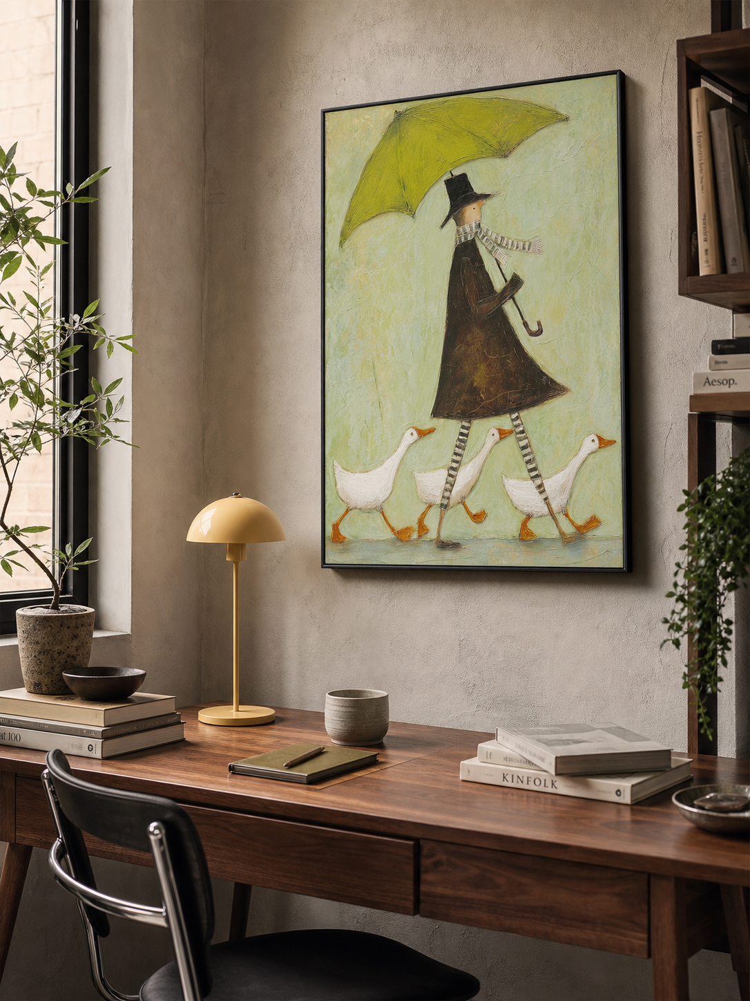 Handmade Minimalist People Canvas Artwork Organic Modern Decor Framed Painting