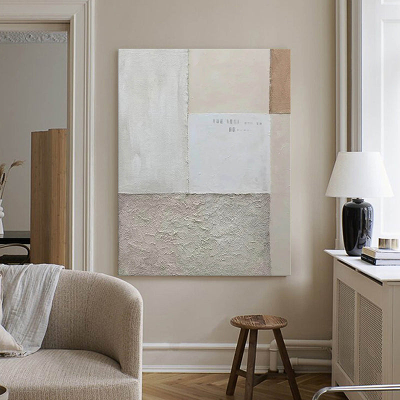 Beige Minimal Painting On Canvas Original Wabi Sabi Painting Boho Wall Art 3d Textural Painting