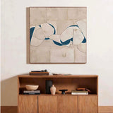 Beige Minimalist Abstract Painting Large Beige And Blue Minimalist Wall Art
