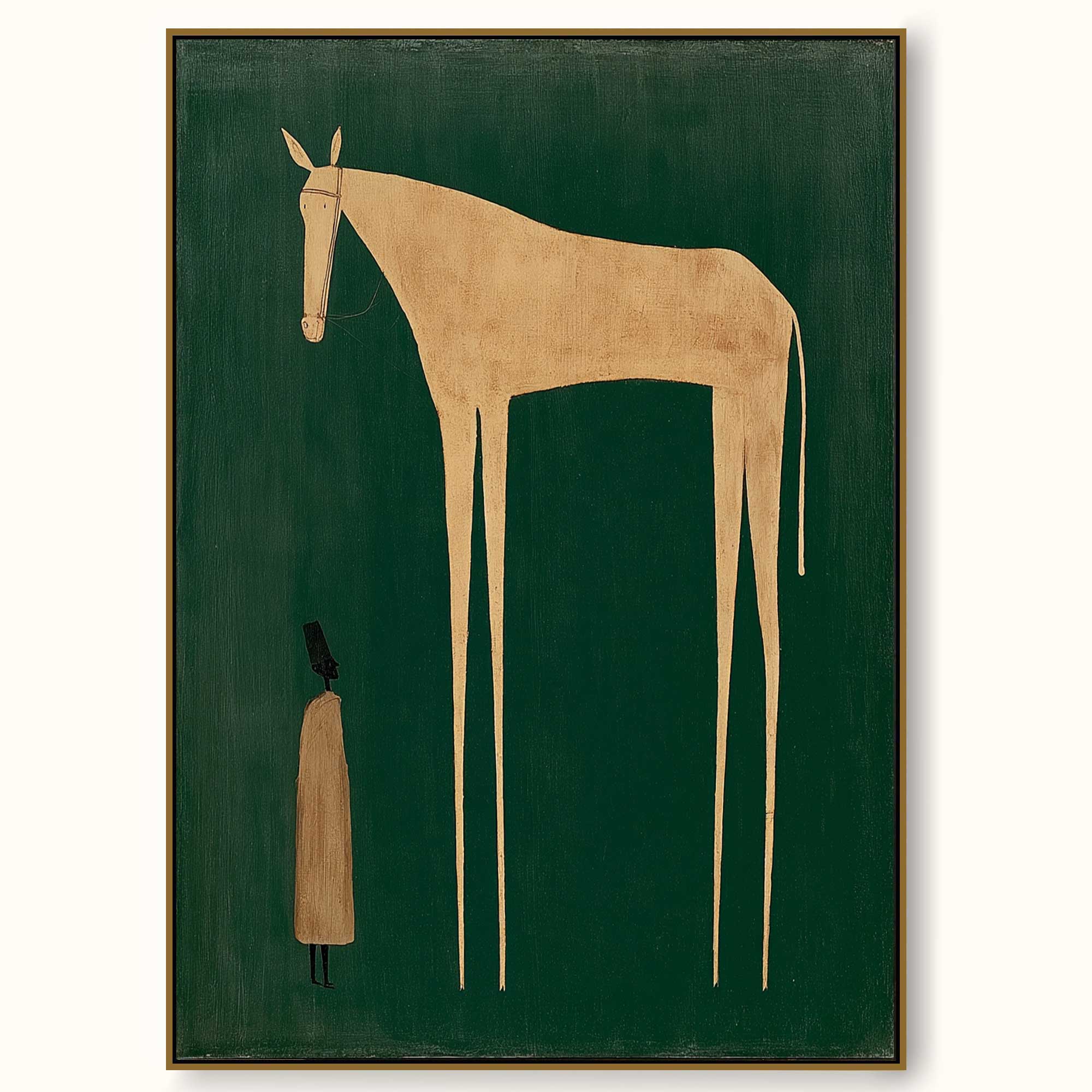 Unique Beige Horse And Figure Painting Original Canvas Art For Home Wall