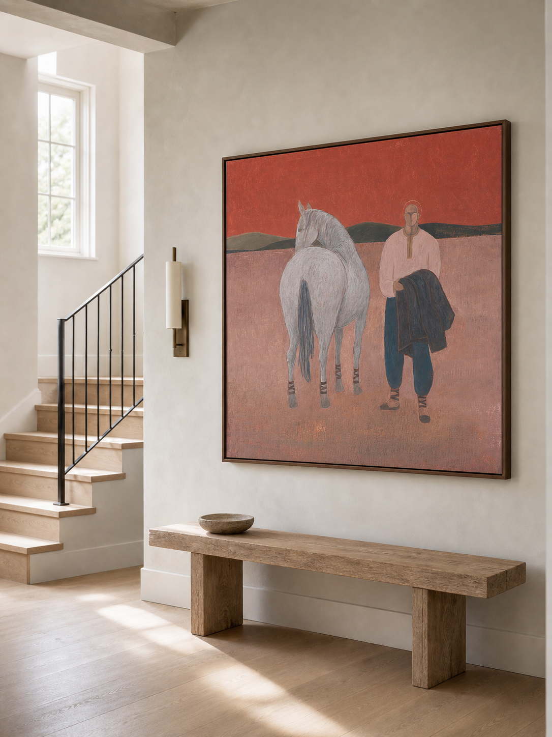 Modern Figurative Art Print Of Man And Horse Ideal For Home Office And Study Walls