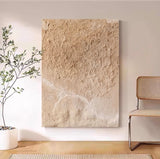 Large Textured Minimalist Abstract Canvas Painting Beige  Minimalist Wall Art For Living Room