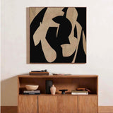 Neutral Beige & Black Painting On Canvas 3D Minimalist Textured Beige Painting