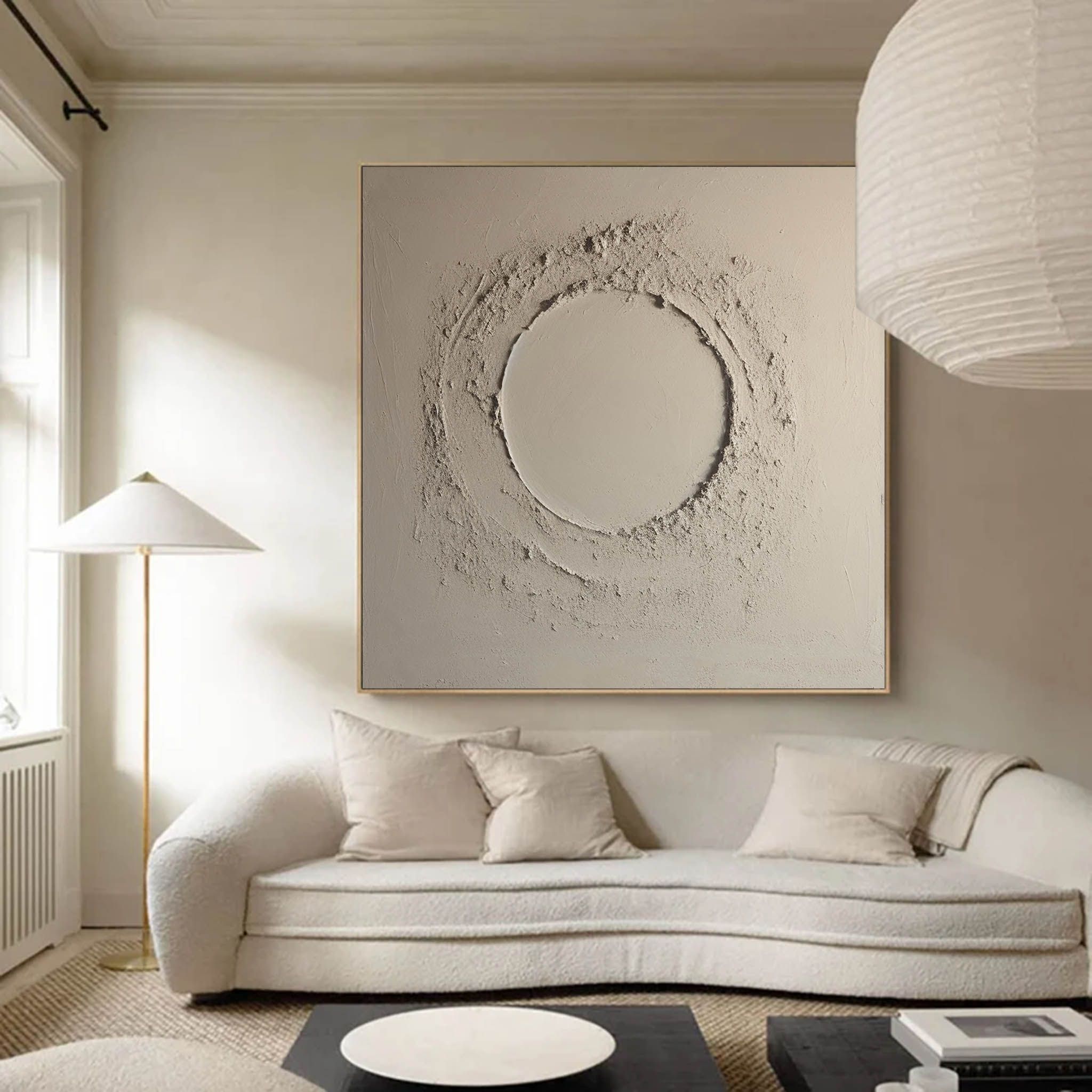 Minimalist Beige Canvas Art Large Abstract Minimalist Painting Geometric Art Wall Art
