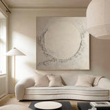 Large Beige Circle Abstract Painting Original Beige Abstract Painting Pure Beige Texture Wall Art