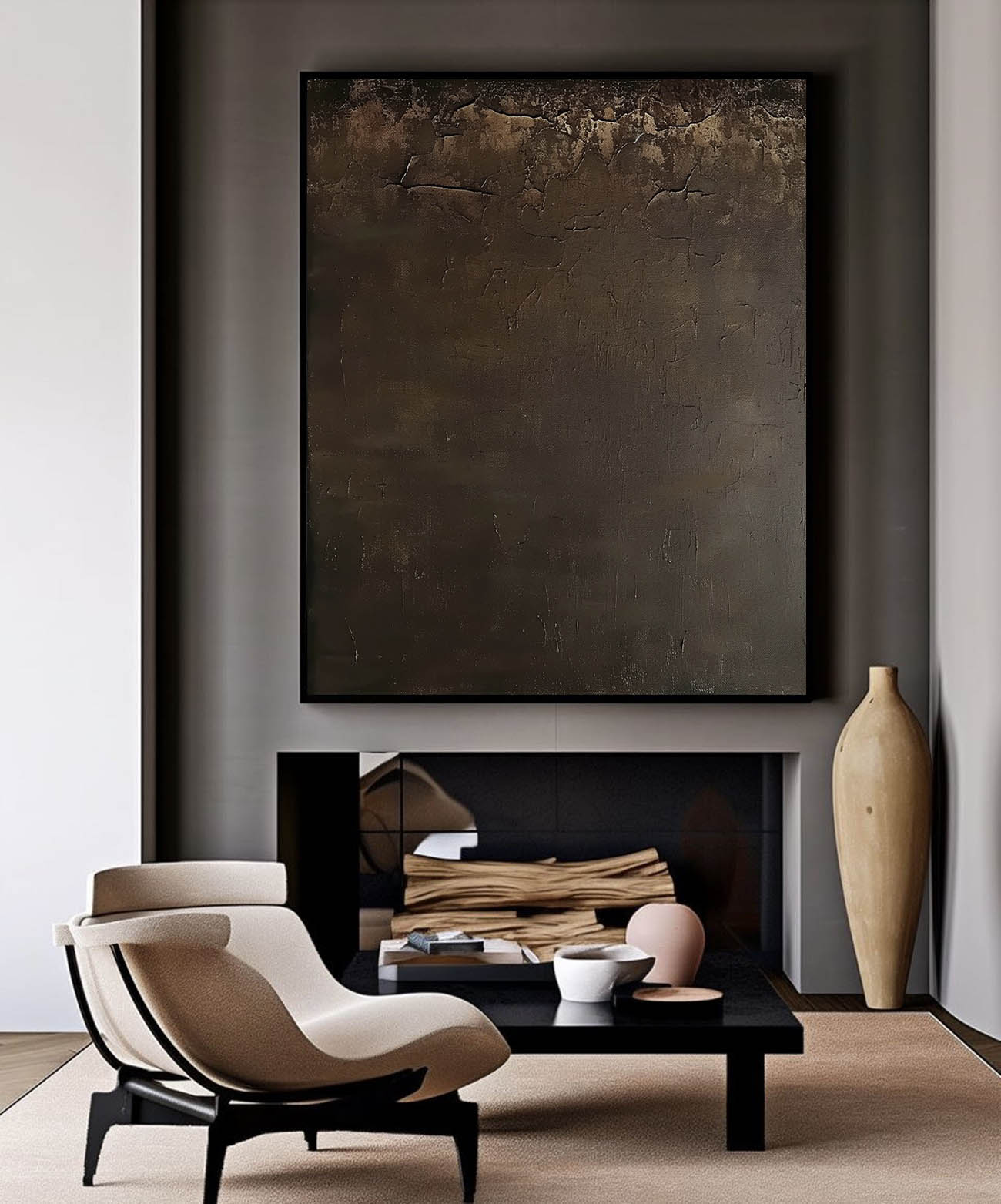  Large Abstract Brown Minimalist Wall Art Brown Original Abstract Painting Brown Minimalist Wall Art