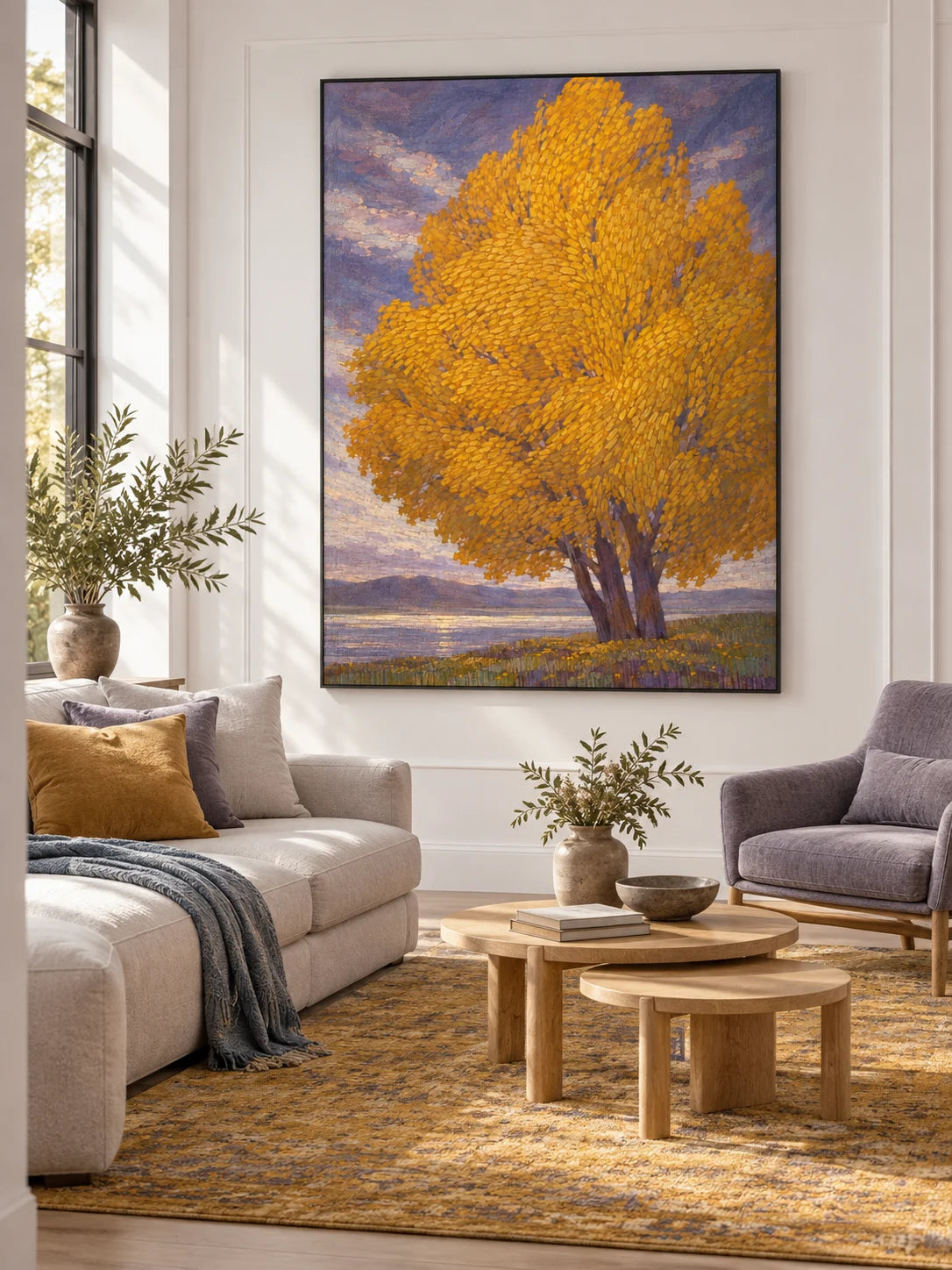 Large Textured Minimalist Tree Landscape Wall Art For Living Room And Bedroom Decor