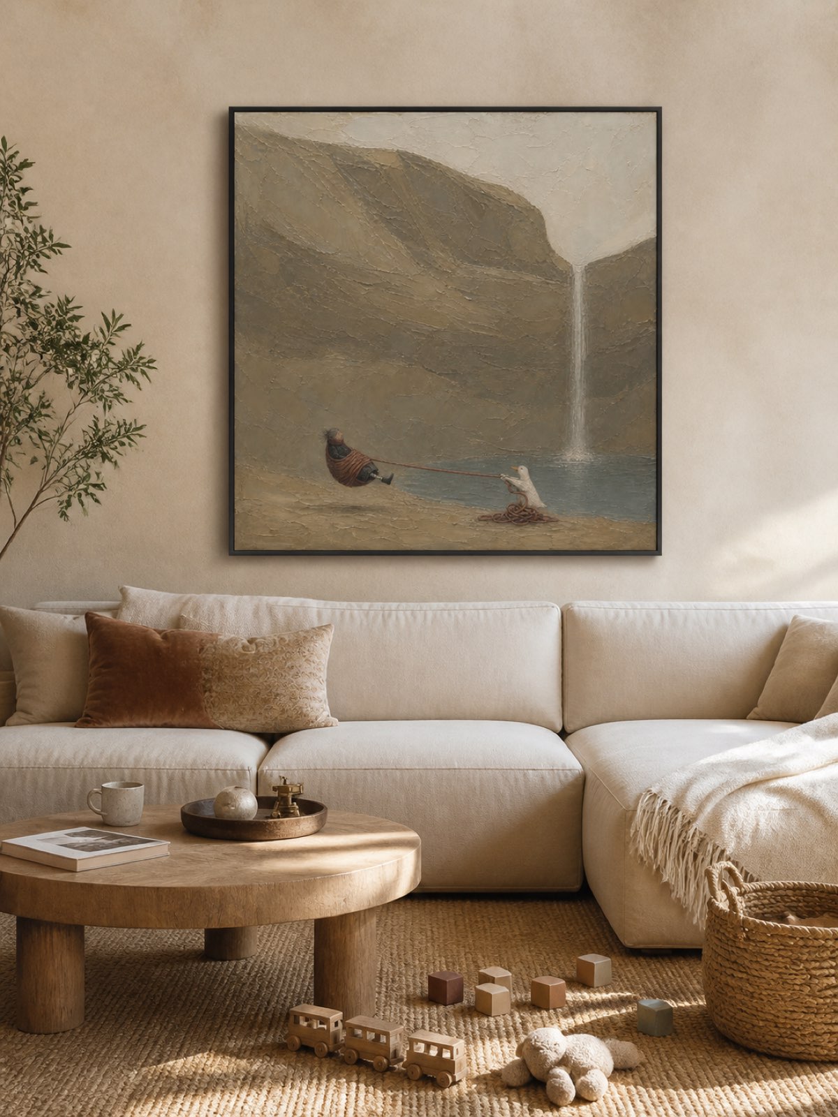Hand Painted Vintage Forest Travel Oil Painting With Dog Large Wall Art