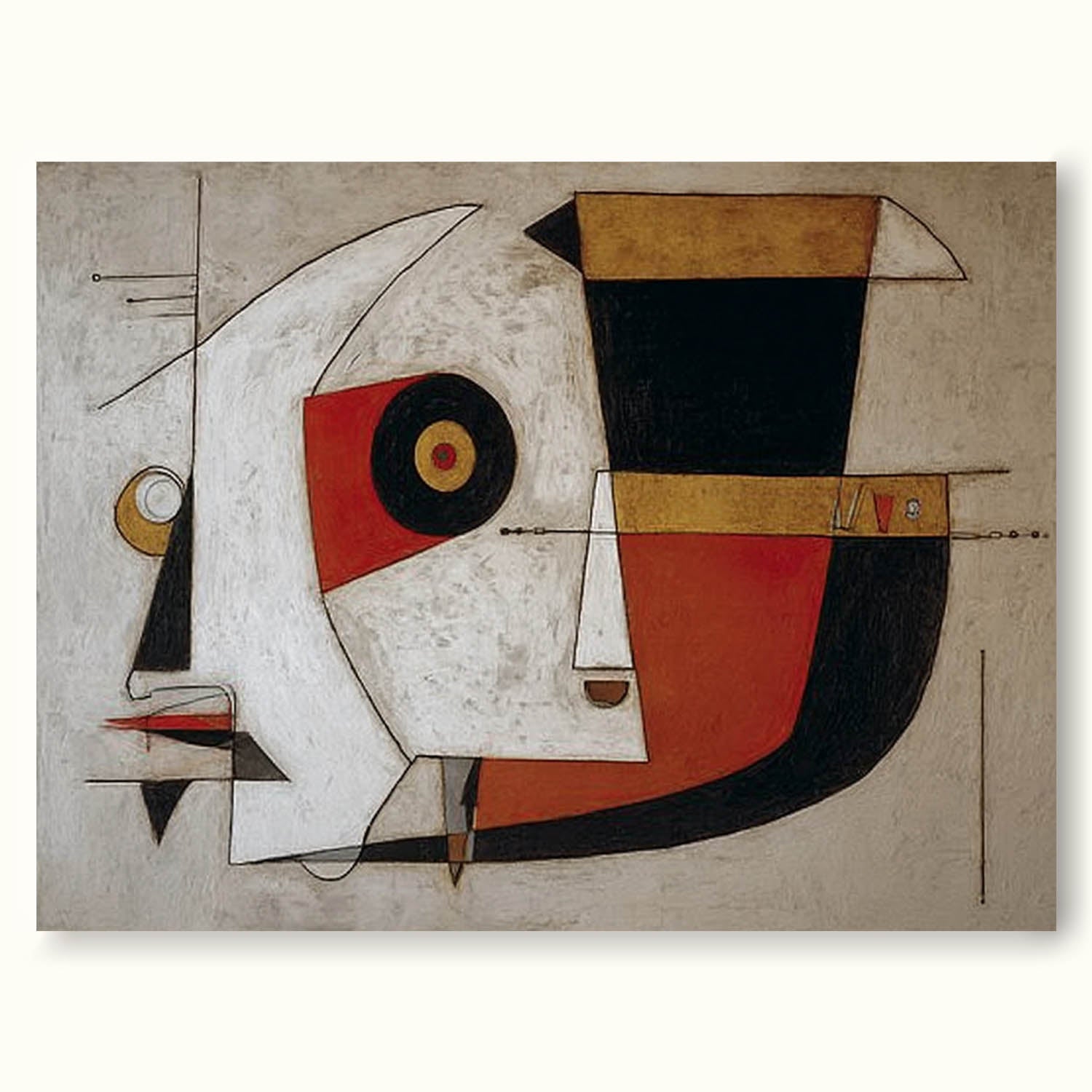 Minimalist Abstract Geometric Canvas Art With Red Accents For Contemporary Interiors