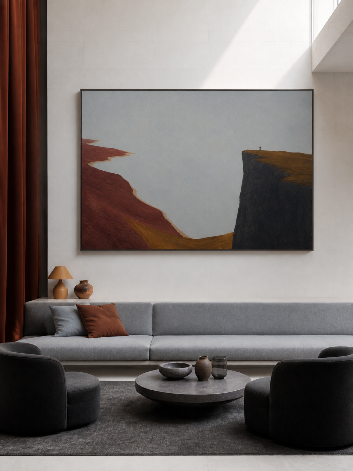 Large Winding Coastline Between Mountain Cliffs Canvas Art For Bedroom