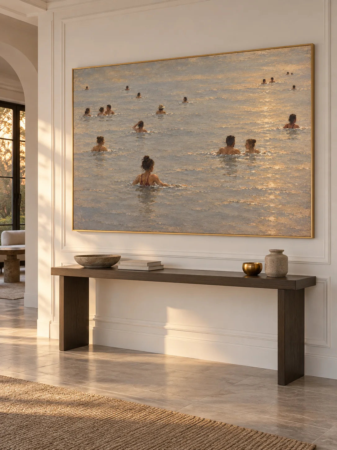 Contemporary Ocean Swimmers Canvas Art For Modern Coastal Living Room Decor