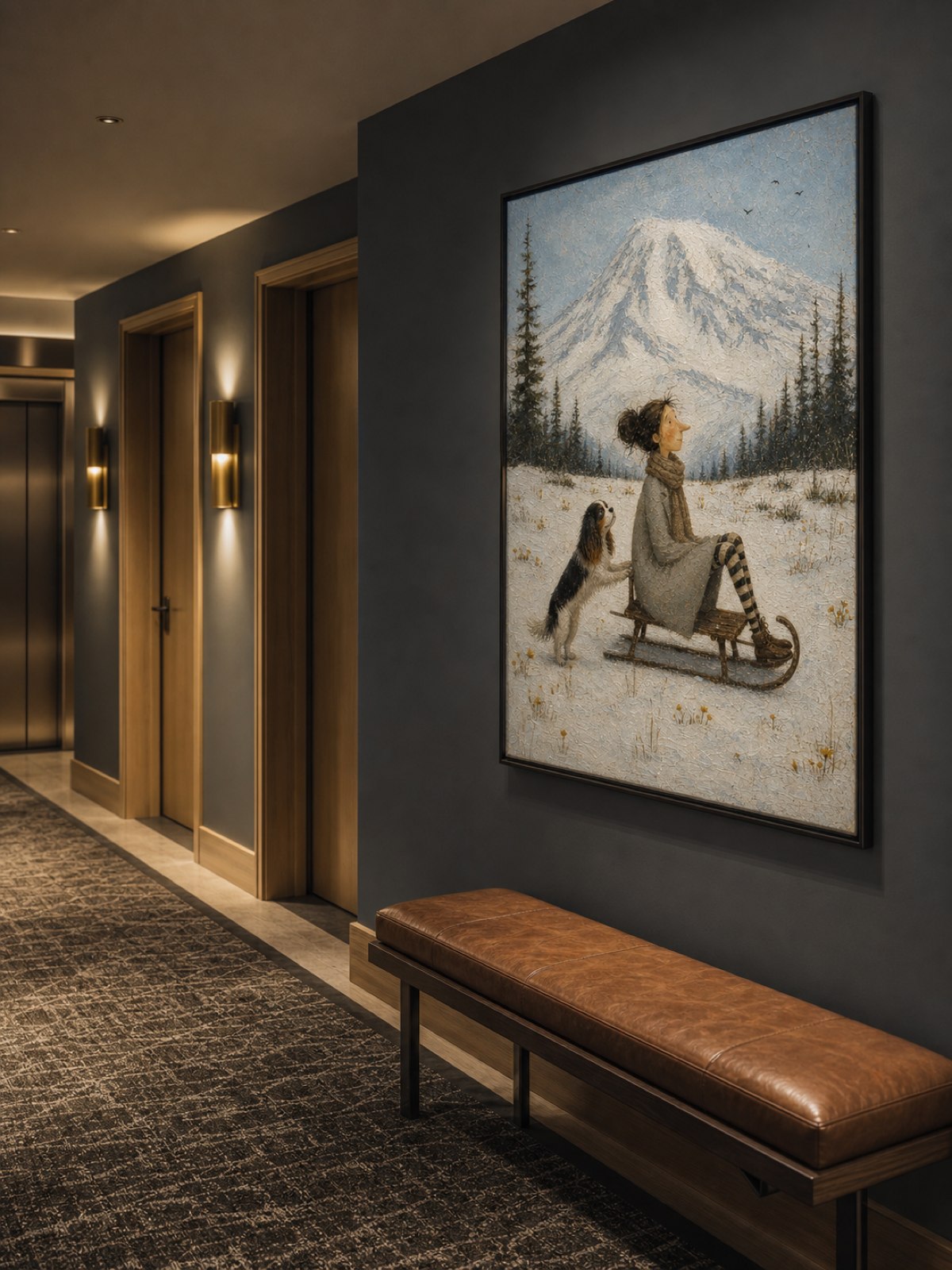 Vintage Mount Rainier Pet Travel Art Original Winter Mountain Art